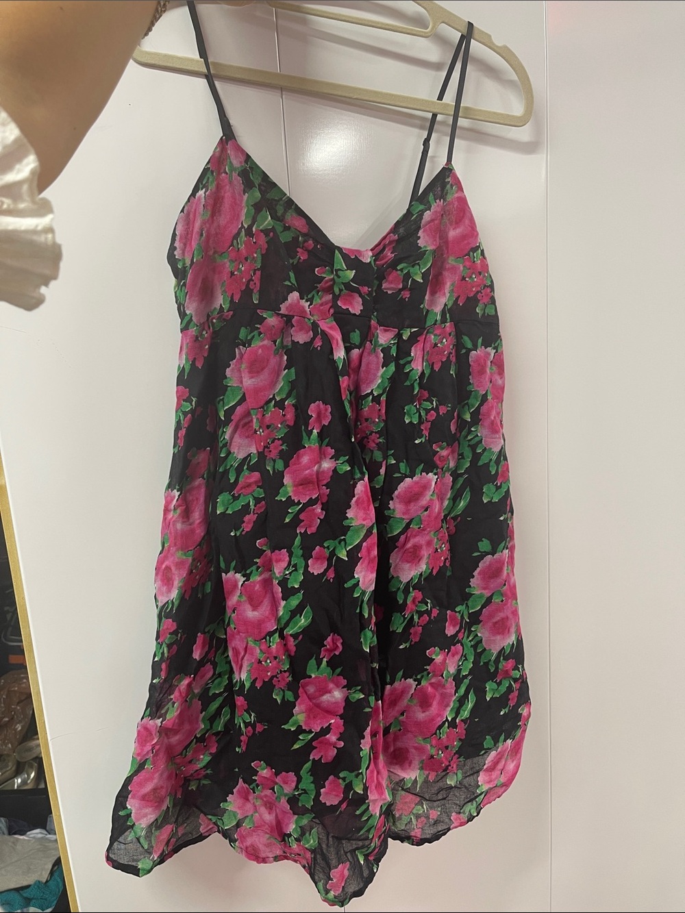 Forever 21 Black Camisole with Pink Floral Print